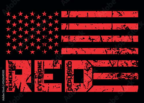 Red Friday Typography with American Flag for T-Shirt and Poster