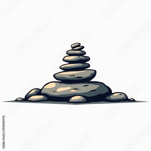 Balanced Stack of Rocks Illustration for Zen Meditation and Mindfulness Practice