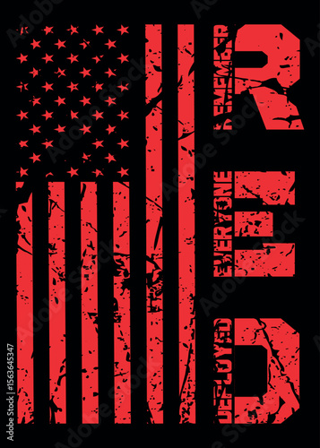 Red Friday American Flag T-Shirt Design Remember Everyone Deployed