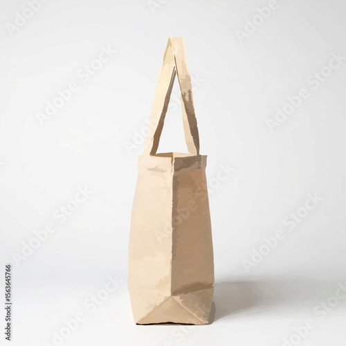 Beige canvas tote bag isolated on white backdrop


