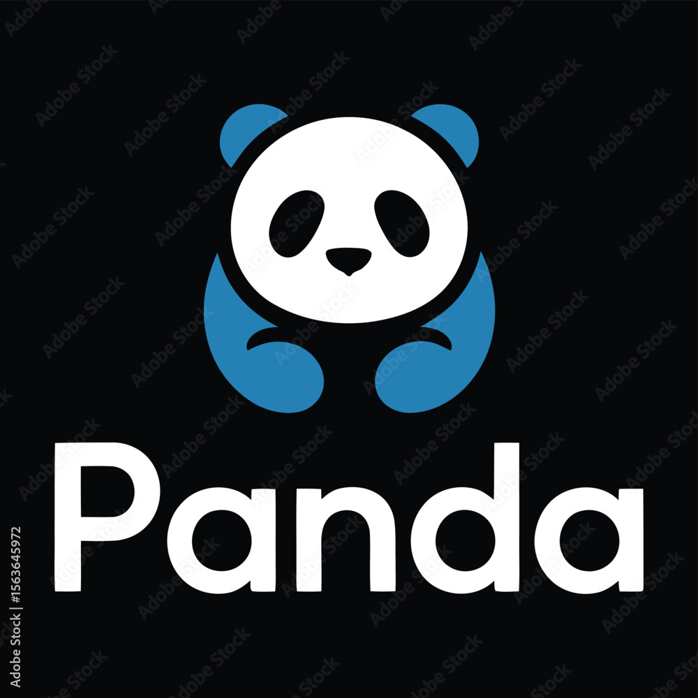 Obraz premium A logo featuring a stylized blue and white panda above the word 