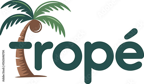 Принти на полотні A logo for tropé features a palm tree with the word incorporated into the trunk