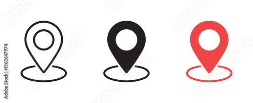 Location map pointer icon, place pin marker sign - red gps map pointers in flat style, vector illustration.
