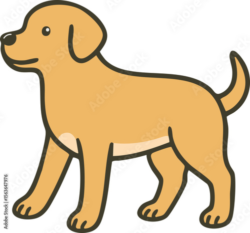 Simple side view cartoon dog illustration perfect for pet content and educational materials