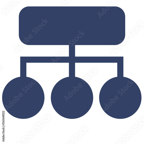 Abstract vector illustration of a hierarchical structure with rounded shapes, representing a network or organizational chart, in a dark blue color palette.