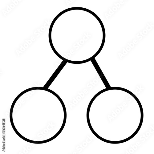 Abstract vector illustration of a minimalist hierarchical structure represented by three interconnected circles, perfect for diagrams or presentations.