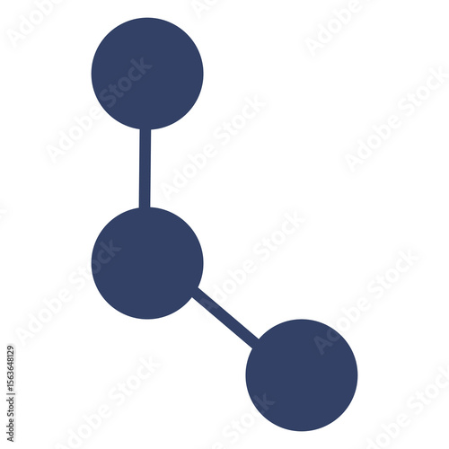 Abstract vector illustration of a minimalist connection design featuring three interconnected circles in a muted blue hue, symbolizing network, communication, or molecular structure.