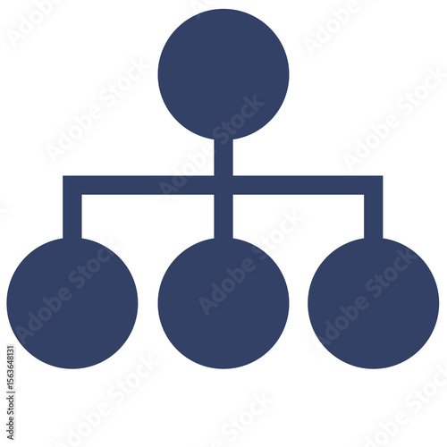 Abstract vector illustration of a hierarchical structure represented by interconnected circles in a dark blue color scheme, suitable for organizational charts or network diagrams.