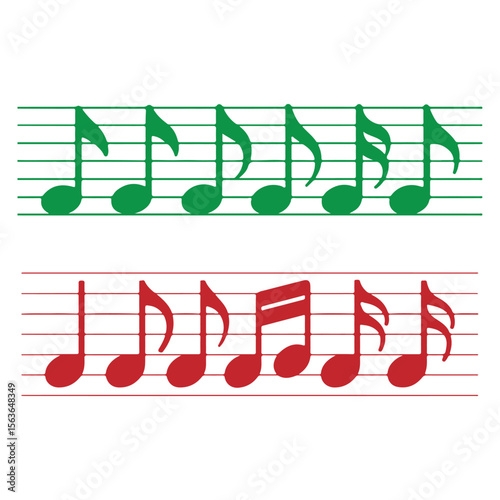 Colorful Music Notes on Staff - Musical Scales And Rhythm Design
