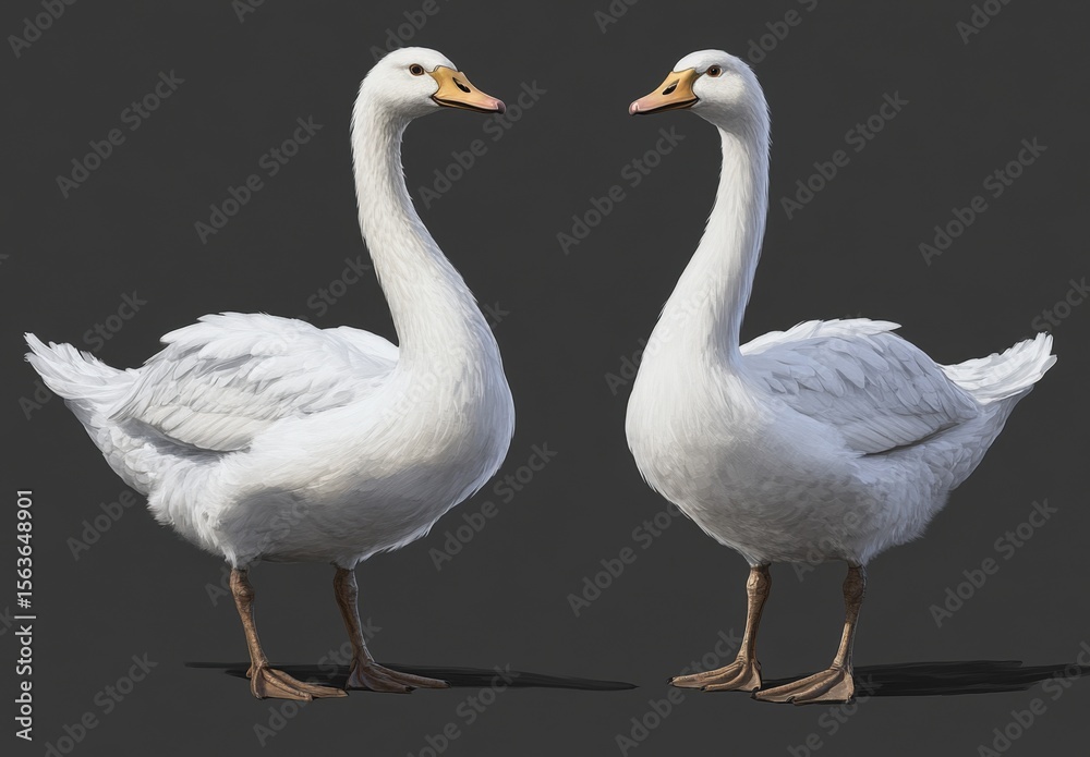 Obraz premium PNG White swan fullbody animal goose bird.