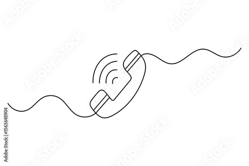 Call icon continuous one line drawing minimalist style outline isolated vector illustration
