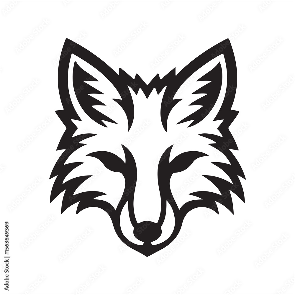 Fototapeta premium Bold Wolf Head Vector Logo in Black and White
