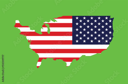 Patriotic USA Map Illustration American Flag Overlay on United States Outline