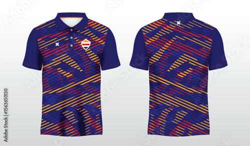 abstract red blue and yellow polo sport shirt sublimation jersey template