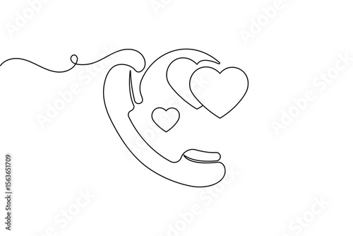 Call icon continuous one line drawing minimalist style outline isolated vector illustration
