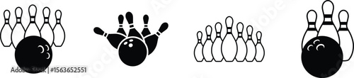 Bowling ball and pin hit icon design element suitable for websites, print design or app
