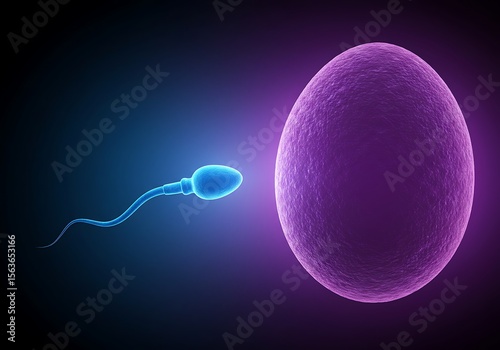 Spermatozoon approaching ovum for fertilization