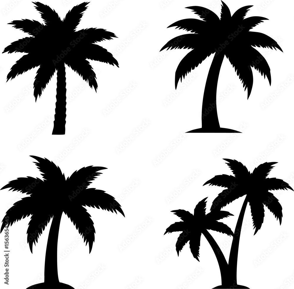 Fototapeta premium Abstract Palm Tree Silhouettes: Tropical Forms in Minimal Design