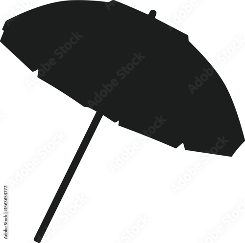 Silhouette Vector of Tilted Beach Umbrella for Summer and Outdoor Themes