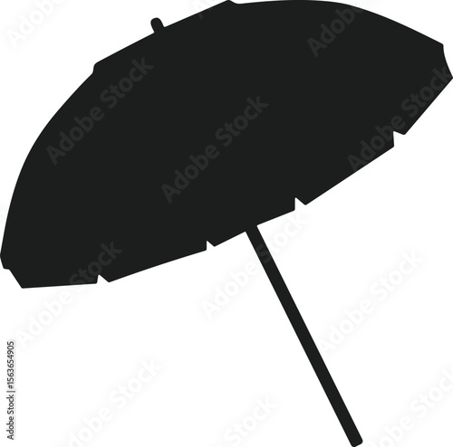 Summer Beach Umbrella Silhouette Vector for Outdoor and Holiday Designs