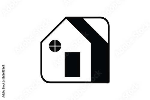Simple black and white house icon, perfect for real estate or home design projects.