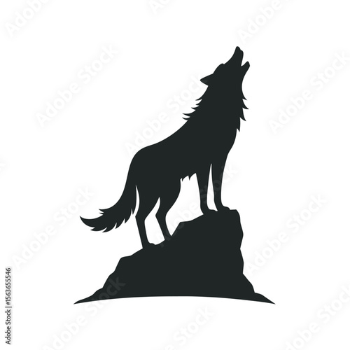 Wolf Howling On Broken Tree Stump
