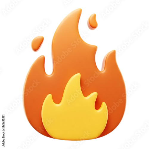 fire 3d icon on transparent background