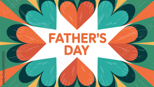 Happy father's day celebration with colorful heart shaped patterns background
