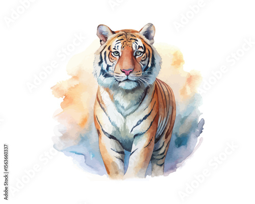 watercolor Tiger vector illustration isolated on white background
