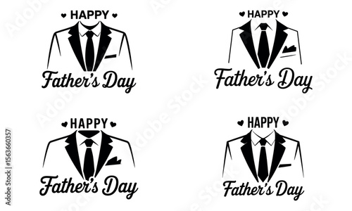 Father's day tuxedo icon set with bow ties and formal jacket illustrations
