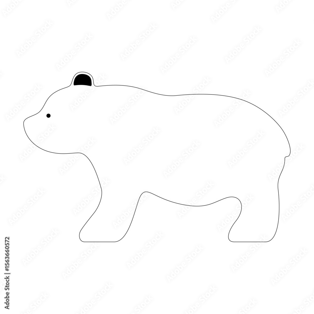 Obraz premium High-detail vector silhouette of a bear with dashed outline, perfect for laser cutting, CNC engraving, woodcraft, handmade toy design, and educational wild animal theme-based craft projects