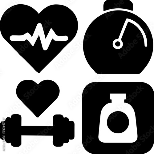 Colorful Flat Icon Set of 25 Fitness and Wellness Elements – Vector Design for Health & Sports