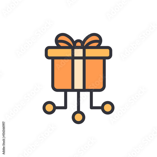 Connected Gift Icon Representing Technological Innovation In Present Delivery