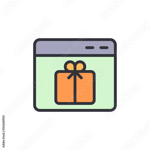 Delivering Joy Online A Simple Gift Box Icon On Web Browser