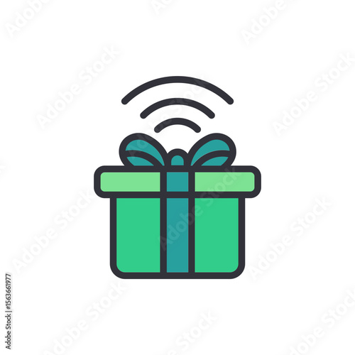 Connected Gift Box For Celebration With Wireless Communication Symbol