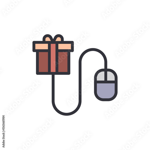 Internet Shopping Concept Featuring Gift Box And Computer Mouse