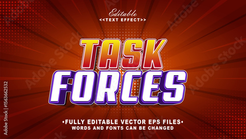 3d  task forces text effect.typhography logo
