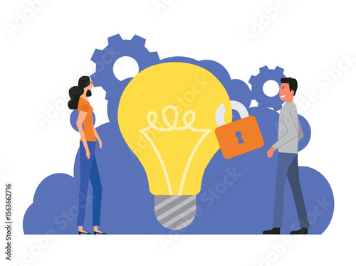 Patent protection. Patent for new idea. Intellectual property, copyright reserved