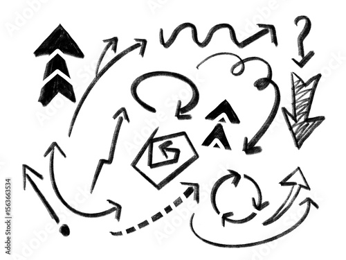 Hand Drawn Direction Arrow Set