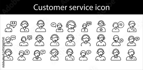 Customer service icons with people wearing headsets and speech bubbles vector