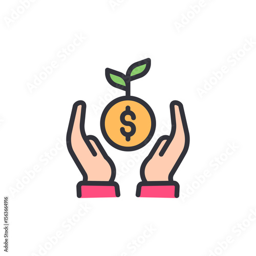 Growing Investments Concept With Hands Holding a Money Sprout