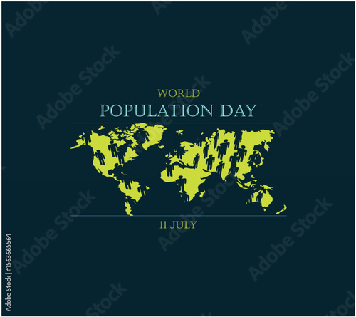 World Population Day, observed on July 11th, aims to raise awareness about global population issues. world population day world map and people, earth day, world Humanitarian day, vector illustration.