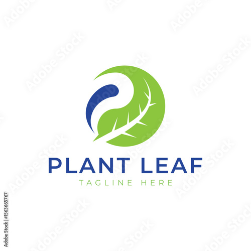 Plant leaf creative letter P logo design modern minimal organic natural concept