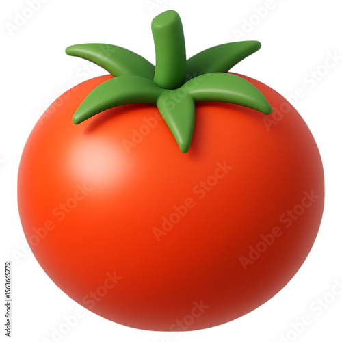 Vibrant Red Tomato 3d icon on transparent background