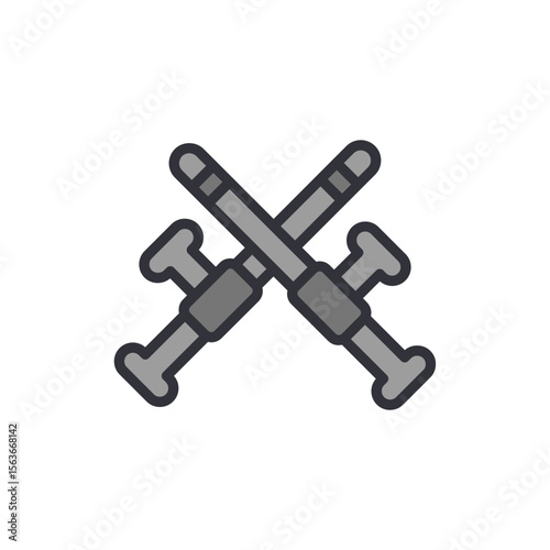 Crossed Syringes Symbolizing Vaccination And Medical Treatment Needs