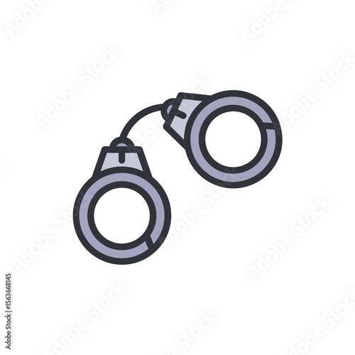 Stylized Icon Of Handcuffs Symbolizing Law Enforcement And Justice