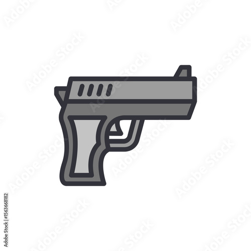 Isolated Gray Handgun Image Representing Security Or Crime Concept