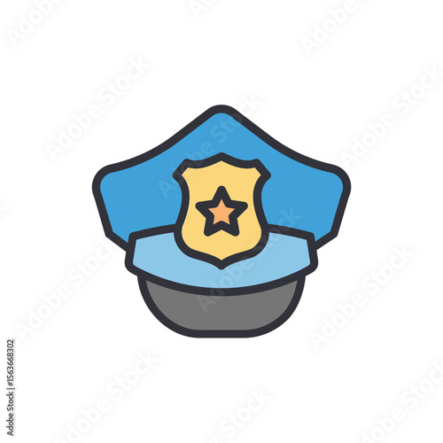 Illustration Of A Blue Police Officer Hat With A Gold Star
