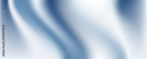 Abstract blue white luxury fabric wave background with copy space. Smooth liquid wave. Elegant shiny silk satin texture. Suit for wallpaper, cover, header, desktop, web, flyer. Vector illustration