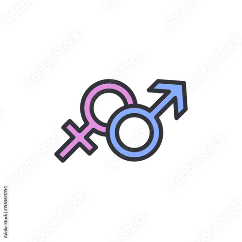Gender Symbols Representing Feminine And Masculine Identity Concept
